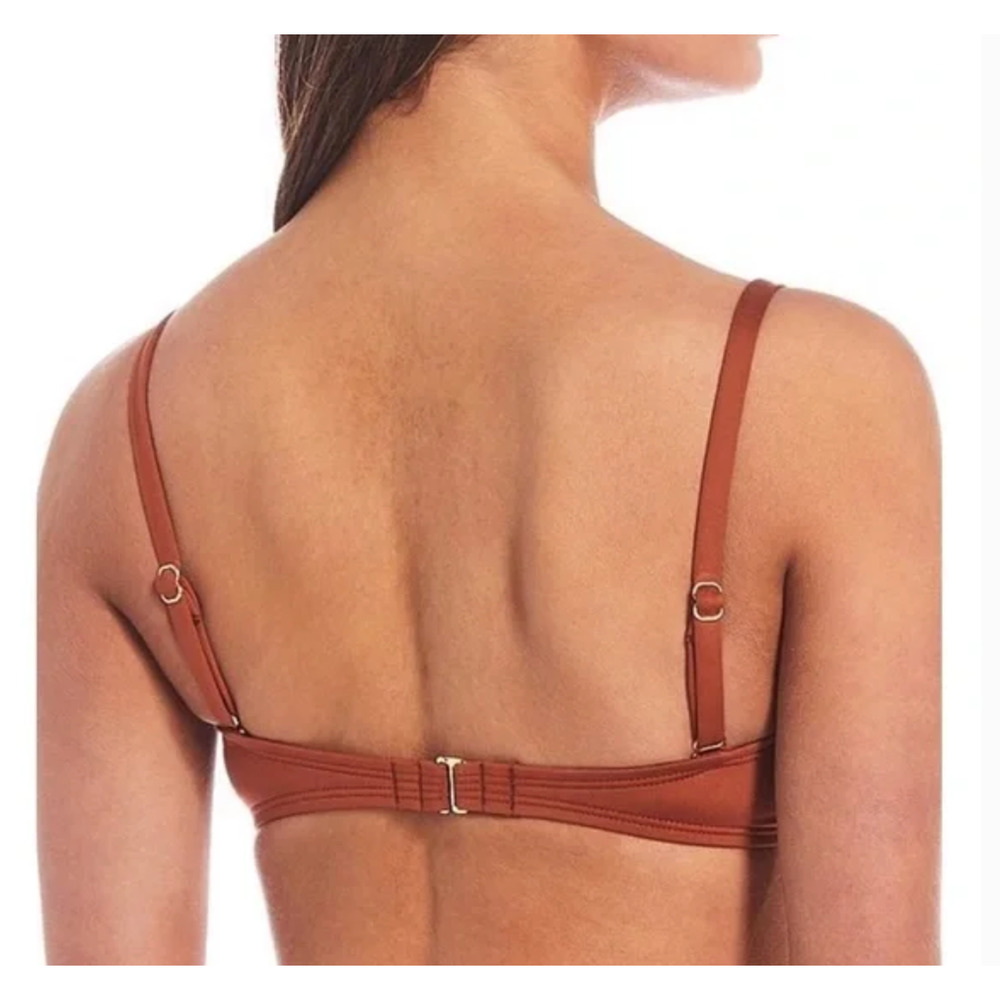Gibson Latimer Bandeau Grommet Bikini Swim Top | Sz M Copper Orange - Picture 2 of 7
